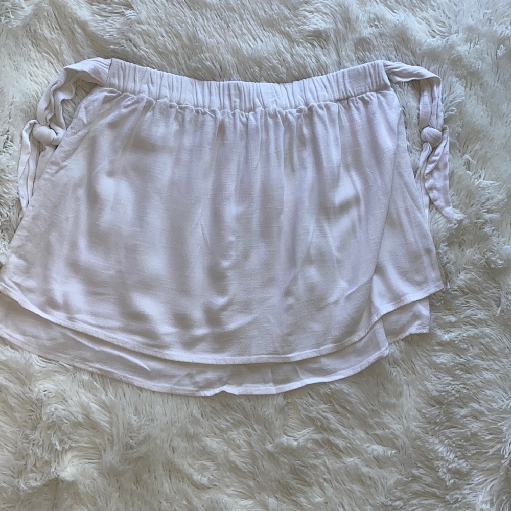 Splendid White Double Layer Side Tie Mini Skirt‎